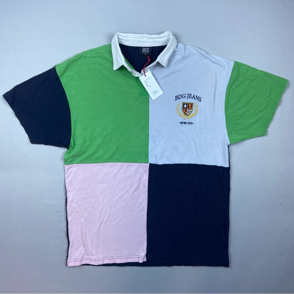 BDG Urban Outfitters Crest Color Blocked Oversized Polo Rugby Men’s Small $49